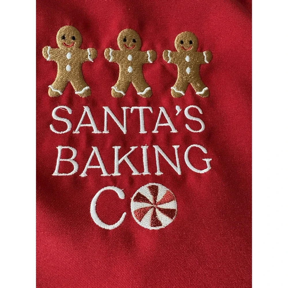 Santas Baking Co‎ Christmas Apron Embroidered One size #30x32